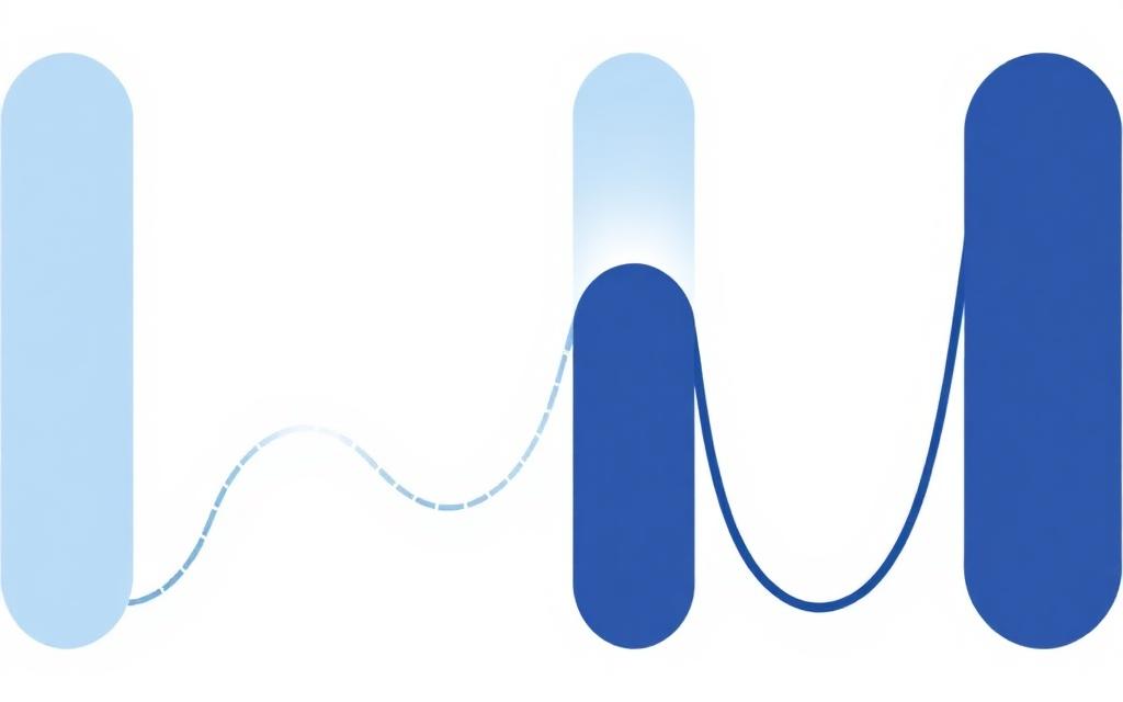 Simple illustration of rounded chart bars in navy and blue